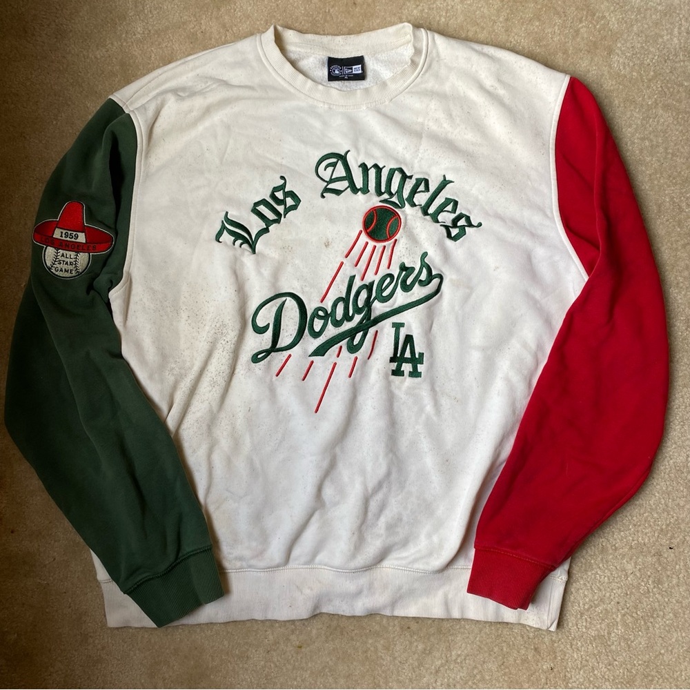 New Era Los Angeles LA Dodgers Vintage Style Pullover Mexico Flag Sweatshirt XL